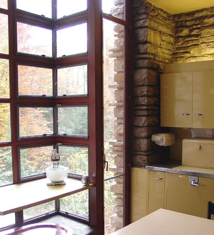 falling water house interior kitchen